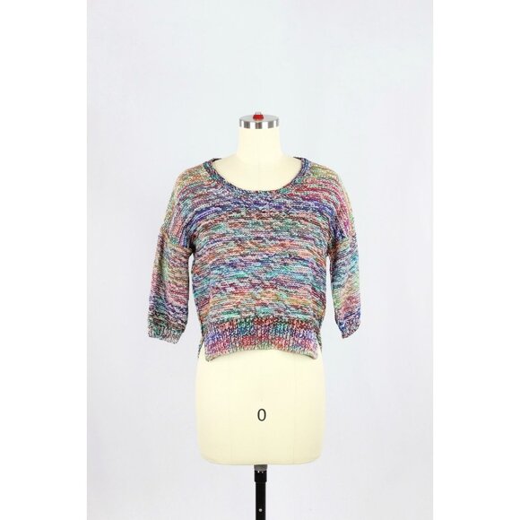 Aritzia WILFRED LE FOU Masako Rainbow Marled Wool Paper Knit Sweater, Size XS - Picture 1 of 14